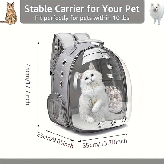 (BLUE)Replacement Transparent Pet Backpack with Zipper Closure - Heavy-Duty Structure, Ventilated and Padded V1102-CWBB004