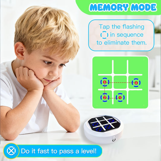 4-in-1 Electronic Tic Tac Toe Game: AI Battle, Two-Player Mode, Memory & Speed Challenge | Handheld Portable V1102-DZJZQ002