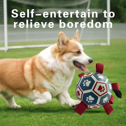 pet products Interactive dog soccer with air pump-heavy rubber tug-of-war toy, with paw print design, V1102-HYCWQ0002