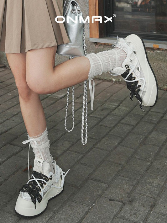 Camellia Platform Sneakers Chunky Canvas Shoes Unisex High-Top Sneakers Height - Camellia - Size 13(AU13/EU46)