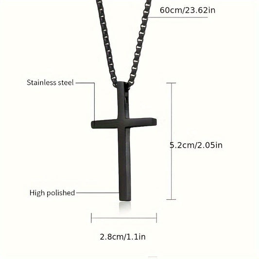 Titanium Steel Silver Men's Necklace, minimalist design, suitable for both men and women. Cross pendant V1102-TGNSXL001
