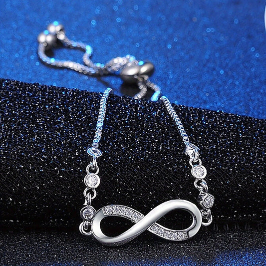 "Double-Loop Interwoven": 24cm Zinc Alloy Infinity Symbol Bracelet, Interpreting the Poetic Philosophy of V1102-WXSL001