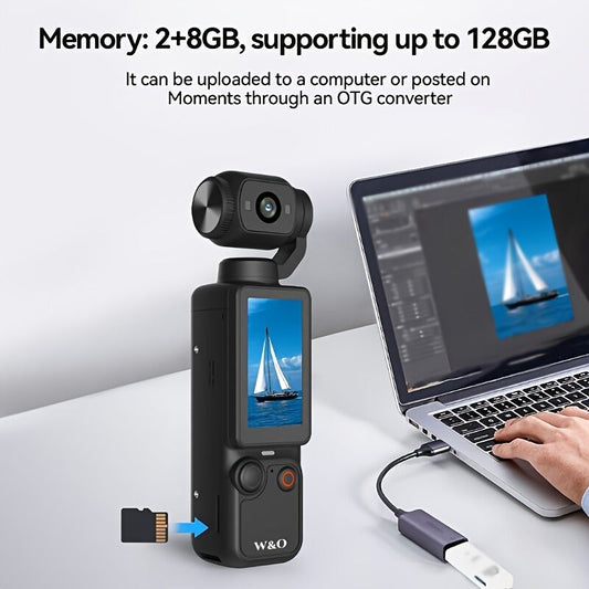 WHITE**4K HD 180 degrees Rotating Anti-Shake Action Camera|1.9-Inch Screen + 2000mAh Battery, Compact & V1102-YDXJ002