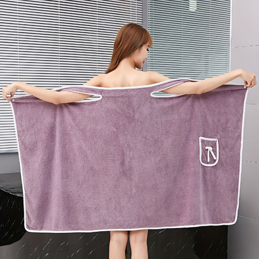 1-Piece Bath Towel with Pocket, Wearable Bath Towel, Bathroom Shower Supply, Can be Used as Robe, Nightgown, V1102-YJDKD003
