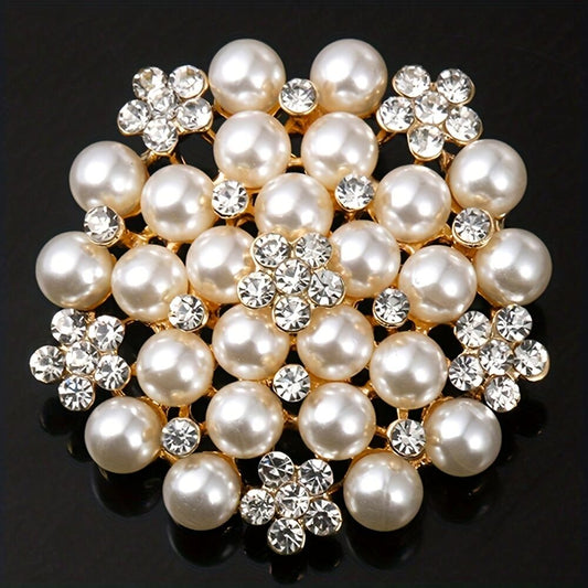 Elegant Women's Pearl Brooch, Floral Crystal and Pearl Brooch for Women's Dance Party Wedding Bride Fashion V1102-ZHZSXZ001