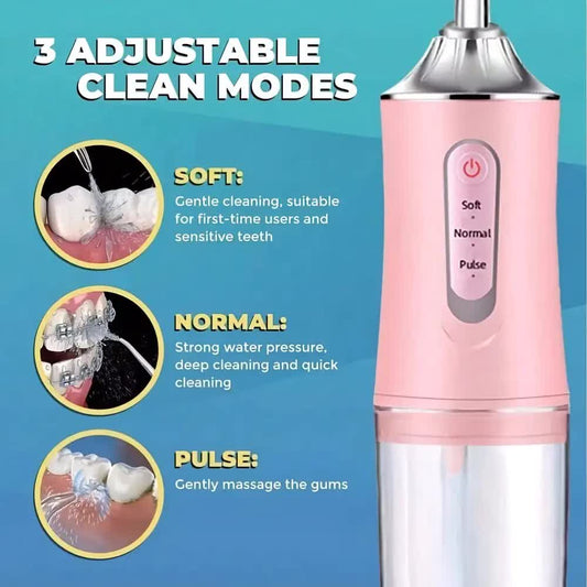 Wireless electric water toothbrush set, equipped with 4 nozzle heads - 360 degrees rotatable nozzles, USB V1105-YAQJY-001