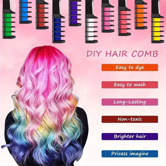 10-color washable temporary hair dye powder set! Safe and non-damaging to hair! Powder comb design! Creative V1105-YARFS-01
