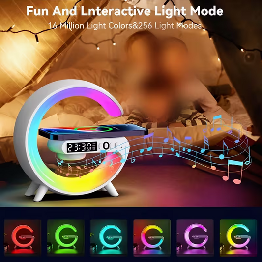 Wireless speaker with mobile phone charger; Creative ambient light night light; multi-functional music V1105-YAYX-01