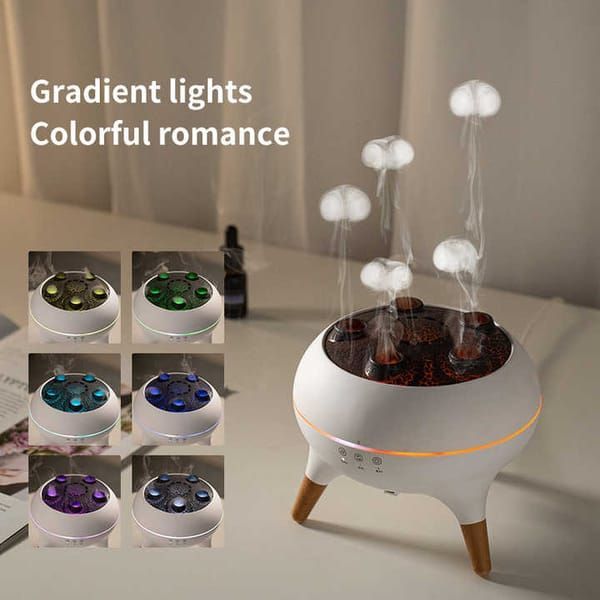 Jellyfish Aroma Diffuser Sound Pickup Diffuser Gradient Lighting Diffuser - White - Size 01