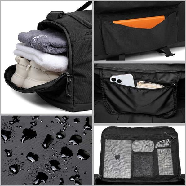 Black TUCUAN Travel Duffel Bag V1106-DSZ-001-1239