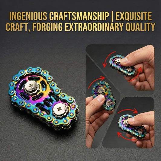 A colorful bicycle chain finger spinner - silent CNC machined stainless steel gear desktop toy, suitable for V1106-DSZ-XXX-NN1