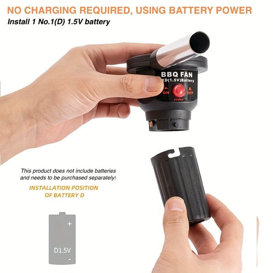 Use the portable battery-powered barbecue fan blower to enhance your outdoor cooking experience. It is ideal V1106-HEFJ-002