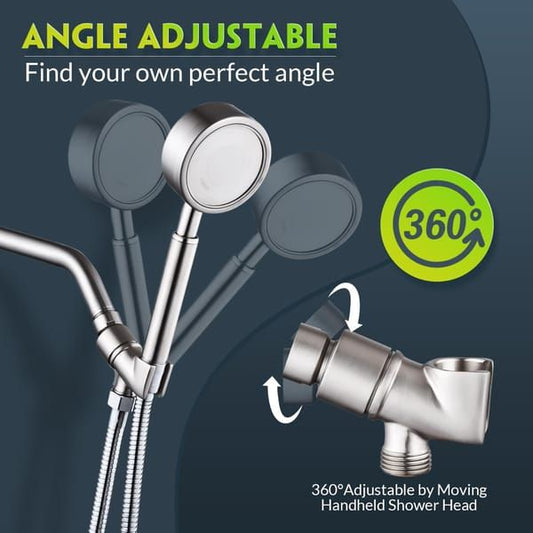 Full metal handheld shower head seat - adjustable brass bracket, 360-degree rotating ball, suitable for V1106-HELY-001
