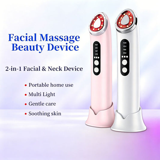 7-Color LED Face Lift Device – Skin Tightening and Lifting, LED Light Therapy for Wrinkles, Korean Skin Care, Spa-Grade Facial Massager Lifting & Firming Beauty Massager - White - Size 160mm