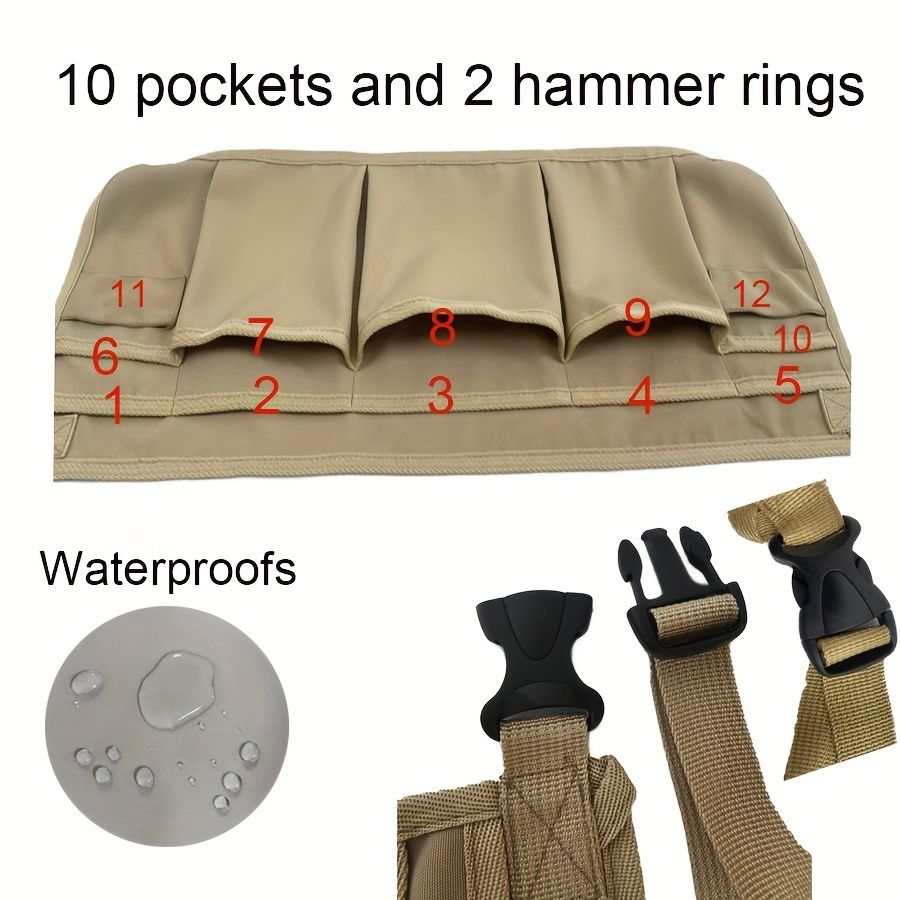 Gardening Tool Waist Pouch with Multiple Pockets-Beige V1107-119-76263