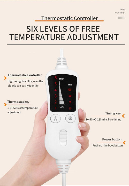 Electric Heated Foot Warmer - Heating Foot Warmer for Men & Women, Feet Warmer with 6 Temperature Setting 4 Timer Setting, Auto Shut Off Washable Inner Lining, Fast Heat Use for Winter Gifts