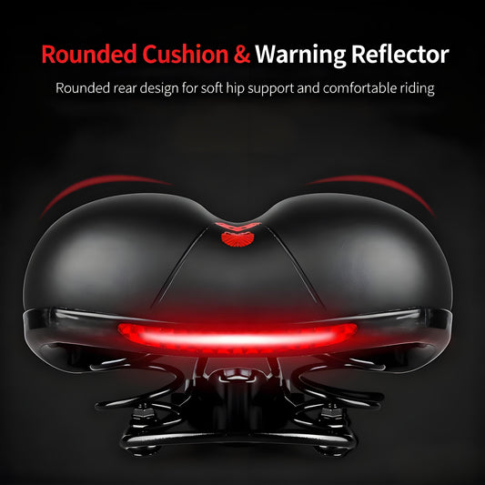 Bike Saddle with Rechargeable Taillight: 21x25x11cm Silicone Seat, 700g, Wrench Included for Aussie Cyclists V1107-BIKE SADDLE WITH RECHARGEABLE TAILLIGHT