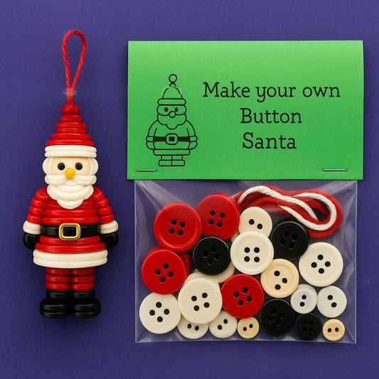 Christmas gift Christmas Button Ornament - Festive Santa Design Craft Kit (Snowman) V1107-BUTTON CHRISTMAS ORNAMENT-SNOWMAN