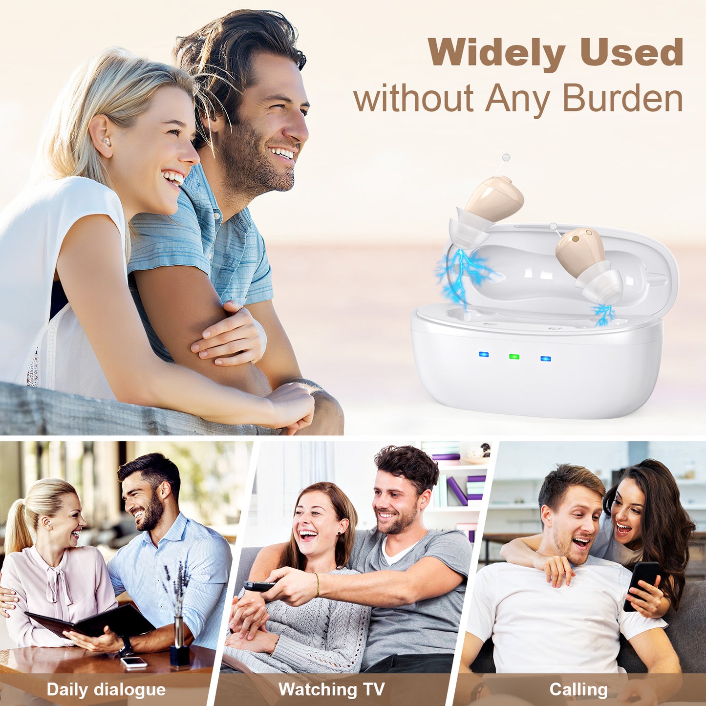 Rechargeable Behind-the-Ear Hearing Aids with Charging Case - Compact Sound Amplifier for Adults & Seniors V1107-CS-BCFS605