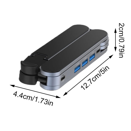 Adjustable Laptop Stand with USB Hub - Aluminum Foldable Riser for Home Office, Gaming, Travel & Business V1107-CS-BJBDNZJ