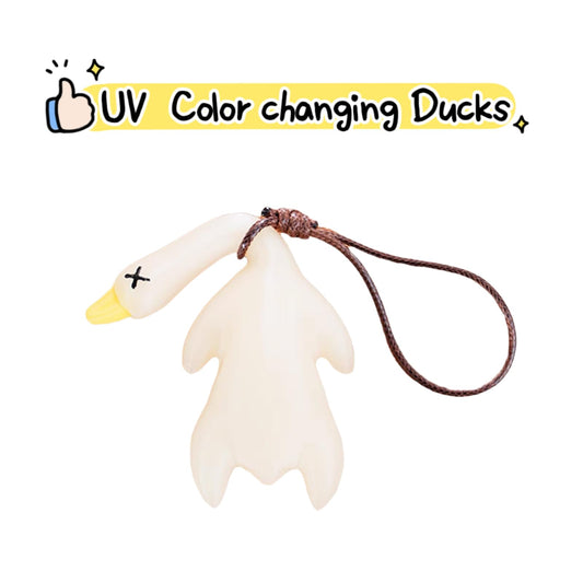 UV & Temperature-Responsive Color-Changing Duck Keychain - Fun Novelty Car Mirror Hanging Ornament, Phone V1107-CS-BSKY