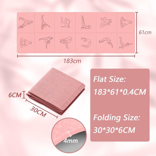 Portable Foldable Yoga Mat - Dual-Sided Non-Slip TPE Exercise Mat for Yoga, Pilates, Kids Nap & Travel V1107-CS-BXSYJDH
