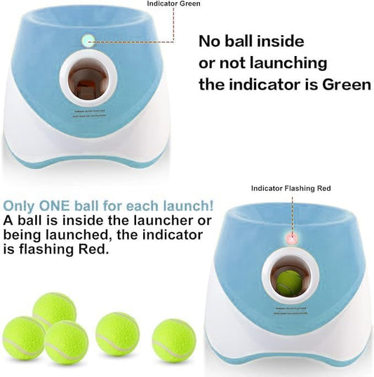 Automatic Dog Ball Launcher with 15 Mini Tennis Balls & Mesh Bag - Rechargeable Pet Toy for Small Dogs, V1107-CS-CWGPQQL