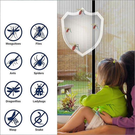 Magnetic Screen Door 100cm x 210cm - Self-Adhesive Mesh Netting for Mosquito & Wasp Protection, Indoor V1107-CS-CXFWMLL