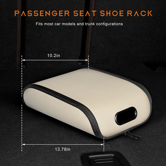 Car Shoe Storage Box - Portable Leather-Look Organizer for Passenger Seat or Trunk, Dustproof and V1107-CS-CZXHM