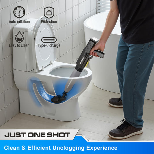 Electric Toilet Plunger with TurboPlunge Technology - Cordless High-Pressure Drain Cleaner, Multi-Head V1107-CS-DDMTSTQ