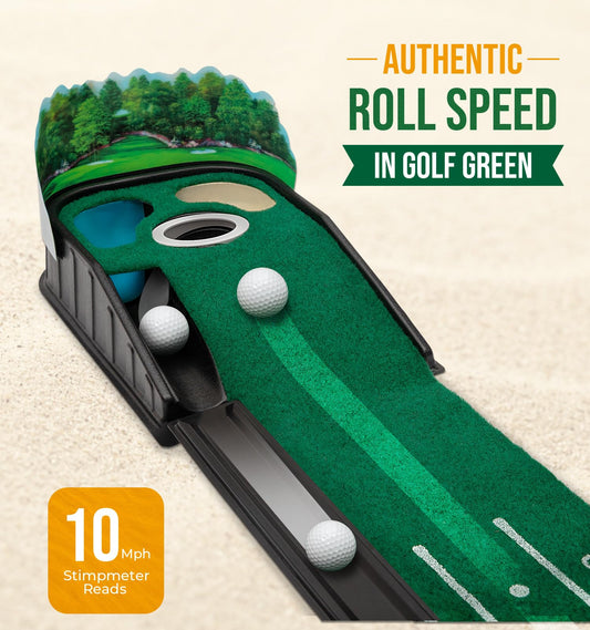 Indoor Golf Putting Green Mat with Ball Return - Realistic 10 mph Speed, Obstacle Training for Home, Office & V1107-CS-GEFQTGLXQ