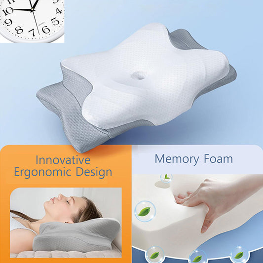 High-Performance Butterfly Memory Foam Pillow - 15 degrees Cervical Support, Cooling Gel Cover, Ergonomic V1107-CS-HDZT