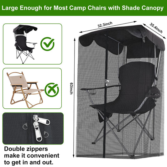 Outdoor Mosquito Net Chair Cover with Canopy - UV & Waterproof, Zippered Entry, Breathable Mesh Tent for V1107-CS-HWWZ