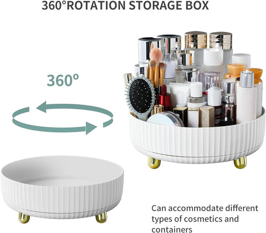 360 degrees Rotating Cosmetic Organizer with Gold Feet - Silent Smooth Turntable for Skincare, Makeup, V1107-CS-HZPSNH