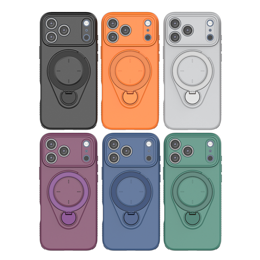 Magnetic Shockproof Case with 360-Degree Rotating Ring Stand for iPhone 17 Pro Max - Slim Protective Phone V1107-CS-IP17PROMAXSJKH