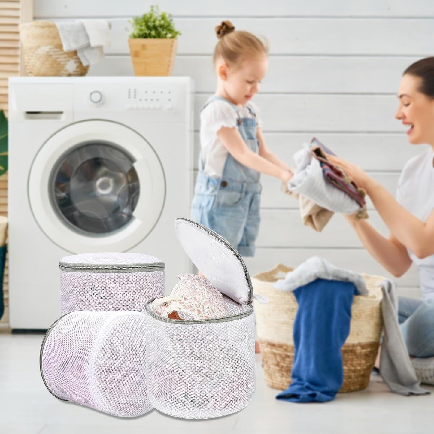 3-Pack Bra Laundry Wash Bags with Support Frame, Delicate Lingerie Mesh Bags for Machine Washing, V1107-CS-JHNYXYD