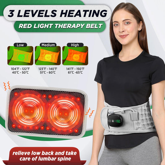 Inflatable Heating Massage Waist Belt with 3-Level Heat & Vibration - Cordless Back Support for Men and Women V1107-CS-JRAMYD