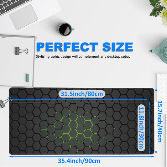 Extra Large Gaming Mouse Pad with Hexagonal Design - Anti-Slip Desk Mat for Keyboard, Mouse & Office Use, V1107-CS-KJSBD