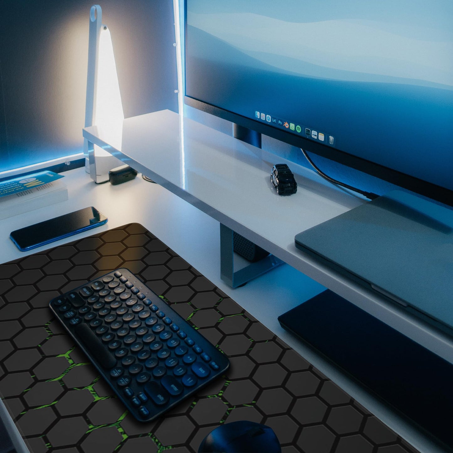 Extra Large Gaming Mouse Pad with Hexagonal Design - Anti-Slip Desk Mat for Keyboard, Mouse & Office Use, V1107-CS-KJSBD