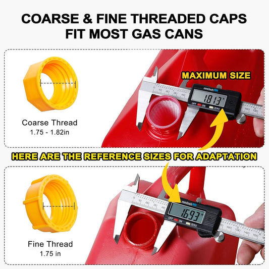 3-Pack Fuel Can Spout Kit with Flexible Yellow Spouts, Coarse & Fine Threaded Caps, Dual Vent Caps, Sealing V1107-CS-LJLMDYG