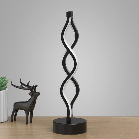 Twisted Spiral LED Table Lamp - Modern Touch-Control Desk Light for Bedroom, Living Room & Cafe Decor (Black) V1107-CS-LXTD