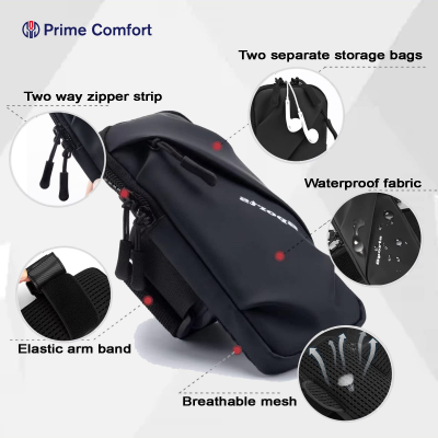 Universal Running Phone Arm Band - Waterproof, Dual Pocket, Adjustable Strap, Breathable Mesh, Fits Phones Up V1107-CS-PBSJBBHE