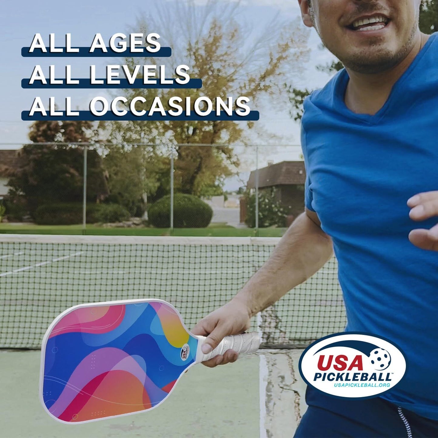 Pickleball Paddle Set with 4 Balls - Fiberglass Surface, Lightweight Grip | Indoor & Outdoor Play V1107-CS-PKQPTZ