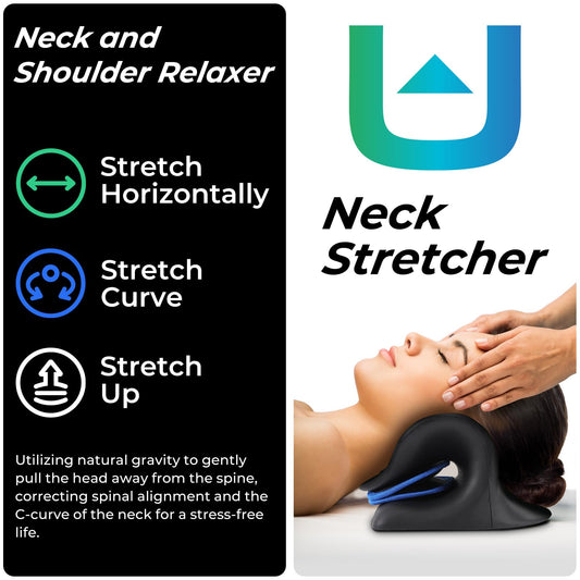 Adjustable Airbag Neck Stretcher - Ergonomic Cervical Traction Pillow with 8 Massage Points for Neck Pain V1107-CS-QNJBLSQ