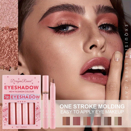 6-Pack Dual-Tone Eyeshadow Pencils - Slide-Up Stick Design with 2-Color Gradient Tips, Waterproof & V1107-CS-SSYYB