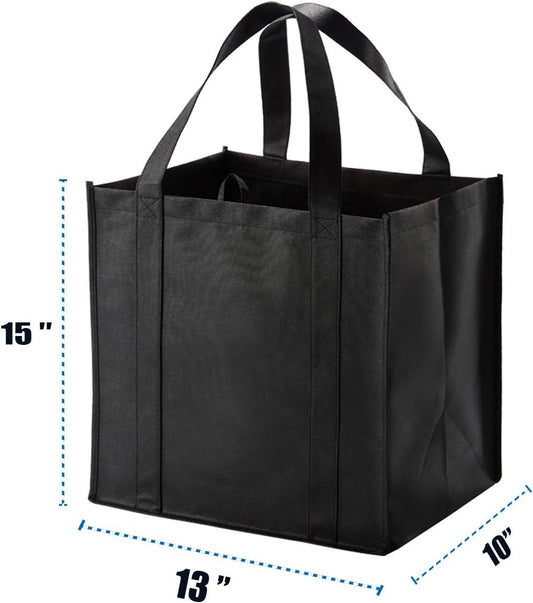 10 Pack Heavy Duty Reusable Grocery Bags with Reinforced Bottom, Large Capacity Shopping Totes for V1107-CS-STGWDH