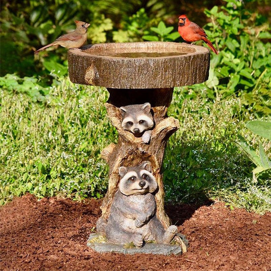 Resin Bird Bath Statue for Garden, Outdoor Decorative Bird Feeder & Water Fountain, Whimsical Yard Sculpture V1107-CS-SZWNQG
