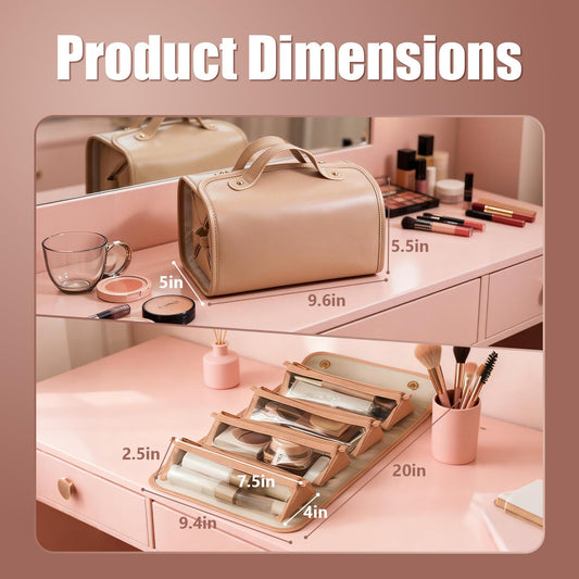 4-in-1 Expandable Makeup Bag with Removable Pockets - Waterproof Travel Cosmetic Organizer for Women, Large V1107-CS-XSHZBZ