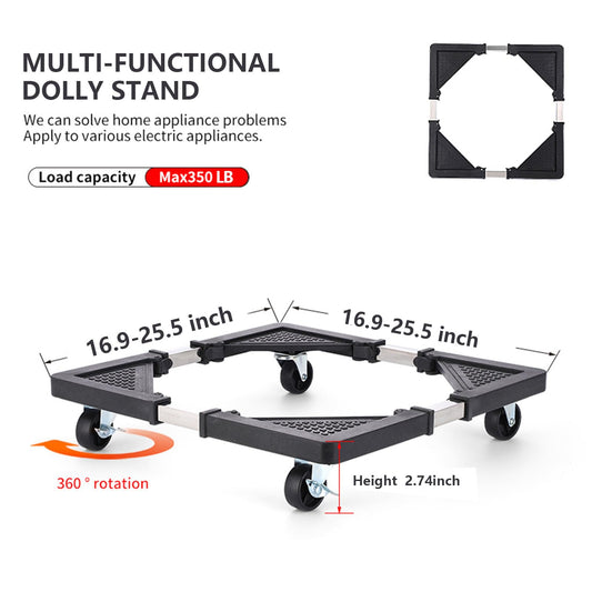 Adjustable Appliance Dolly Stand with 4 Locking Wheels - Expandable Base from 16.9 to 25.6 Inch, Heavy-Duty V1107-CS-XYJKYDDZ