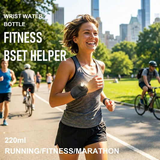 Wrist Water Bottle 7oz Hydration Flask - Hands-Free Leak-Proof Silicone Drink Container for Running, Cycling, V1107-CS-YDSWSHH